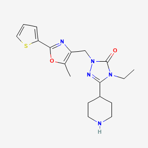 molecular formula C18H23N5O2S B4298454 4-ethyl-2-{[5-methyl-2-(2-thienyl)-1,3-oxazol-4-yl]methyl}-5-(4-piperidinyl)-2,4-dihydro-3H-1,2,4-triazol-3-one hydrochloride 