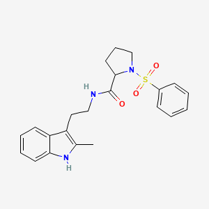 molecular formula C22H25N3O3S B4298460 N-[2-(2-methyl-1H-indol-3-yl)ethyl]-1-(phenylsulfonyl)prolinamide 