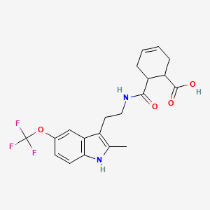 molecular formula C20H21F3N2O4 B4298476 6-[({2-[2-methyl-5-(trifluoromethoxy)-1H-indol-3-yl]ethyl}amino)carbonyl]cyclohex-3-ene-1-carboxylic acid 