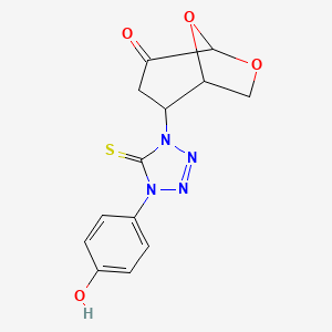 molecular formula C13H12N4O4S B4298487 2-[4-(4-hydroxyphenyl)-5-thioxo-4,5-dihydro-1H-tetrazol-1-yl]-6,8-dioxabicyclo[3.2.1]octan-4-one 