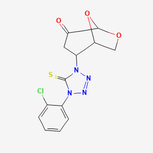 molecular formula C13H11ClN4O3S B4298496 2-[4-(2-chlorophenyl)-5-thioxo-4,5-dihydro-1H-tetrazol-1-yl]-6,8-dioxabicyclo[3.2.1]octan-4-one 