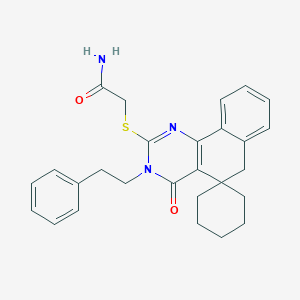 molecular formula C27H29N3O2S B429852 2-[4-oxo-3-(2-phenylethyl)spiro[6H-benzo[h]quinazoline-5,1'-cyclohexane]-2-yl]sulfanylacetamide CAS No. 332849-69-1