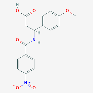 molecular formula C17H16N2O6 B4298545 3-(4-methoxyphenyl)-3-[(4-nitrobenzoyl)amino]propanoic acid 