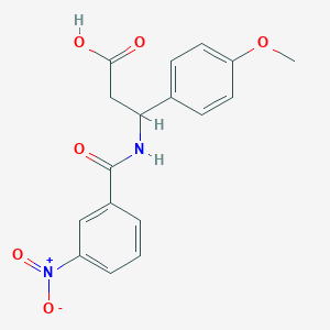 molecular formula C17H16N2O6 B4298546 3-(4-methoxyphenyl)-3-[(3-nitrobenzoyl)amino]propanoic acid 