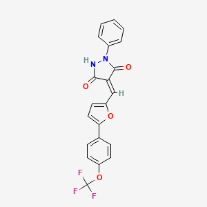 molecular formula C21H13F3N2O4 B4298562 1-phenyl-4-({5-[4-(trifluoromethoxy)phenyl]-2-furyl}methylene)pyrazolidine-3,5-dione 