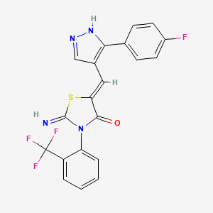 molecular formula C20H12F4N4OS B4298563 5-{[3-(4-fluorophenyl)-1H-pyrazol-4-yl]methylene}-2-imino-3-[2-(trifluoromethyl)phenyl]-1,3-thiazolidin-4-one 
