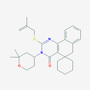 molecular formula C28H36N2O2S B429857 3-(2,2-dimethyloxan-4-yl)-2-(2-methylprop-2-enylsulfanyl)spiro[6H-benzo[h]quinazoline-5,1'-cyclohexane]-4-one CAS No. 303983-90-6