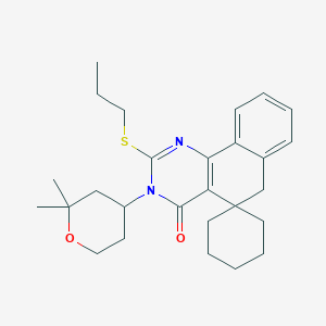 3-(2,2-dimethyloxan-4-yl)-2-propylsulfanylspiro[6H-benzo[h]quinazoline-5,1'-cyclohexane]-4-one
