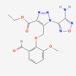 molecular formula C16H16N6O6 B4298628 ethyl 1-(4-amino-1,2,5-oxadiazol-3-yl)-5-[(2-formyl-6-methoxyphenoxy)methyl]-1H-1,2,3-triazole-4-carboxylate 