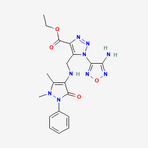 molecular formula C19H21N9O4 B4298638 ethyl 1-(4-amino-1,2,5-oxadiazol-3-yl)-5-{[(1,5-dimethyl-3-oxo-2-phenyl-2,3-dihydro-1H-pyrazol-4-yl)amino]methyl}-1H-1,2,3-triazole-4-carboxylate 