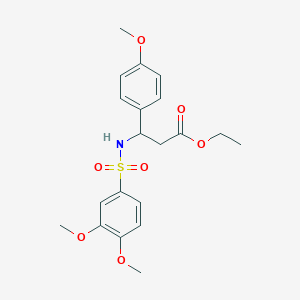 molecular formula C20H25NO7S B4298651 ethyl 3-{[(3,4-dimethoxyphenyl)sulfonyl]amino}-3-(4-methoxyphenyl)propanoate 