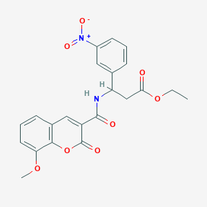 molecular formula C22H20N2O8 B4298667 ethyl 3-{[(8-methoxy-2-oxo-2H-chromen-3-yl)carbonyl]amino}-3-(3-nitrophenyl)propanoate 