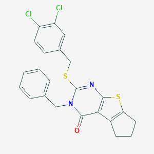 3-benzyl-2-[(3,4-dichlorobenzyl)sulfanyl]-3,5,6,7-tetrahydro-4H-cyclopenta[4,5]thieno[2,3-d]pyrimidin-4-one