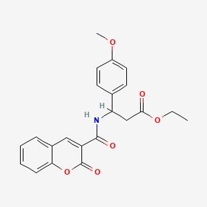 molecular formula C22H21NO6 B4298681 ethyl 3-(4-methoxyphenyl)-3-{[(2-oxo-2H-chromen-3-yl)carbonyl]amino}propanoate 