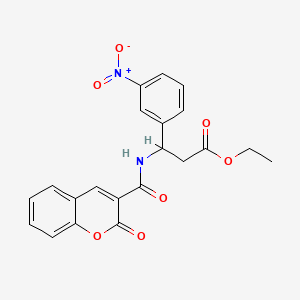 molecular formula C21H18N2O7 B4298686 ethyl 3-(3-nitrophenyl)-3-{[(2-oxo-2H-chromen-3-yl)carbonyl]amino}propanoate 