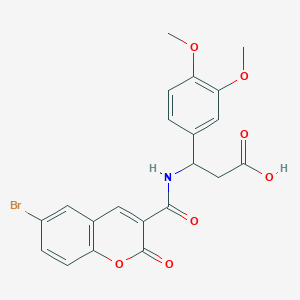 molecular formula C21H18BrNO7 B4298694 3-{[(6-bromo-2-oxo-2H-chromen-3-yl)carbonyl]amino}-3-(3,4-dimethoxyphenyl)propanoic acid 