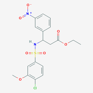 molecular formula C18H19ClN2O7S B4298701 ethyl 3-{[(4-chloro-3-methoxyphenyl)sulfonyl]amino}-3-(3-nitrophenyl)propanoate 
