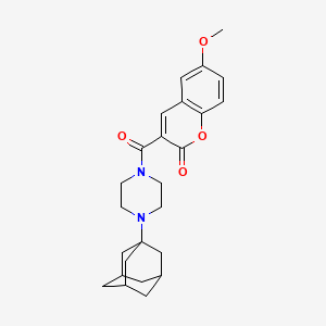 molecular formula C25H30N2O4 B4298710 3-{[4-(1-adamantyl)piperazin-1-yl]carbonyl}-6-methoxy-2H-chromen-2-one 