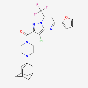 molecular formula C26H27ClF3N5O2 B4298792 2-{[4-(1-adamantyl)piperazin-1-yl]carbonyl}-3-chloro-5-(2-furyl)-7-(trifluoromethyl)pyrazolo[1,5-a]pyrimidine 