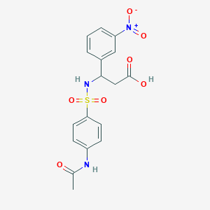 molecular formula C17H17N3O7S B4298834 3-({[4-(acetylamino)phenyl]sulfonyl}amino)-3-(3-nitrophenyl)propanoic acid 