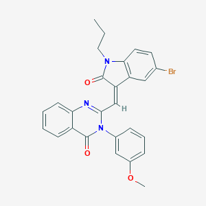 molecular formula C27H22BrN3O3 B429884 2-[(Z)-(5-bromo-2-oxo-1-propyl-1,2-dihydro-3H-indol-3-ylidene)methyl]-3-(3-methoxyphenyl)quinazolin-4(3H)-one 