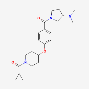molecular formula C22H31N3O3 B4298857 1-(4-{[1-(cyclopropylcarbonyl)-4-piperidinyl]oxy}benzoyl)-N,N-dimethyl-3-pyrrolidinamine 