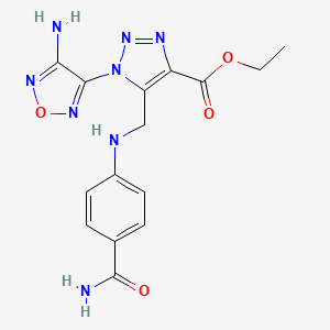 molecular formula C15H16N8O4 B4298864 ethyl 5-({[4-(aminocarbonyl)phenyl]amino}methyl)-1-(4-amino-1,2,5-oxadiazol-3-yl)-1H-1,2,3-triazole-4-carboxylate 