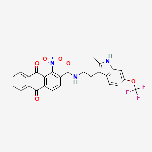 molecular formula C27H18F3N3O6 B4298874 N-{2-[2-methyl-6-(trifluoromethoxy)-1H-indol-3-yl]ethyl}-1-nitro-9,10-dioxo-9,10-dihydroanthracene-2-carboxamide 