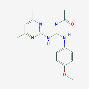 molecular formula C16H19N5O2 B429890 N-[[(4,6-dimethylpyrimidin-2-yl)amino]-(4-methoxyanilino)methylidene]acetamide 