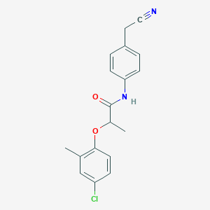 molecular formula C18H17ClN2O2 B4298908 2-(4-chloro-2-methylphenoxy)-N-[4-(cyanomethyl)phenyl]propanamide 