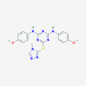 molecular formula C20H20N8O2S B429891 N,N'-bis(4-methoxyphenyl)-6-[(4-methyl-4H-1,2,4-triazol-3-yl)sulfanyl]-1,3,5-triazine-2,4-diamine CAS No. 351190-25-5