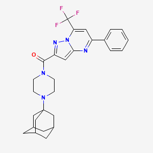 molecular formula C28H30F3N5O B4298910 2-{[4-(1-adamantyl)piperazin-1-yl]carbonyl}-5-phenyl-7-(trifluoromethyl)pyrazolo[1,5-a]pyrimidine 