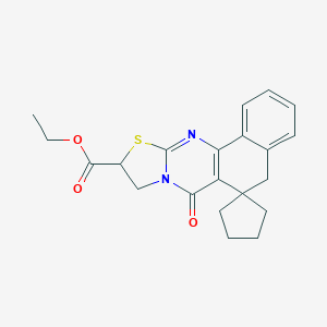 molecular formula C21H22N2O3S B429893 Ethyl 7-oxo-5,7,9,10-tetrahydrospiro[benzo[h][1,3]thiazolo[2,3-b]quinazoline-6,1'-cyclopentane]-10-carboxylate CAS No. 327168-64-9