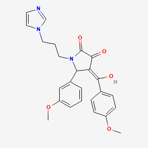 molecular formula C25H25N3O5 B4298949 3-hydroxy-1-[3-(1H-imidazol-1-yl)propyl]-4-(4-methoxybenzoyl)-5-(3-methoxyphenyl)-1,5-dihydro-2H-pyrrol-2-one 