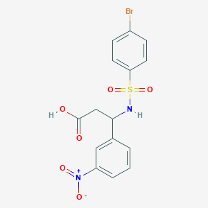 molecular formula C15H13BrN2O6S B4298964 3-{[(4-bromophenyl)sulfonyl]amino}-3-(3-nitrophenyl)propanoic acid 