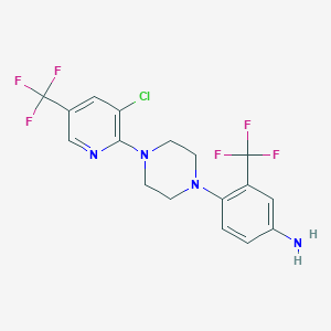 molecular formula C17H15ClF6N4 B4298971 4-{4-[3-chloro-5-(trifluoromethyl)pyridin-2-yl]piperazin-1-yl}-3-(trifluoromethyl)aniline 
