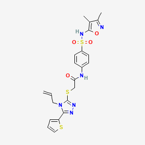 molecular formula C22H22N6O4S3 B4298974 2-{[4-allyl-5-(2-thienyl)-4H-1,2,4-triazol-3-yl]thio}-N-(4-{[(3,4-dimethylisoxazol-5-yl)amino]sulfonyl}phenyl)acetamide 
