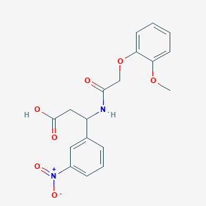 molecular formula C18H18N2O7 B4298996 3-{[(2-methoxyphenoxy)acetyl]amino}-3-(3-nitrophenyl)propanoic acid 