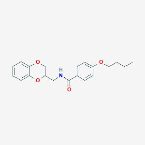 molecular formula C20H23NO4 B429900 4-butoxy-N-(2,3-dihydro-1,4-benzodioxin-2-ylmethyl)benzamide 