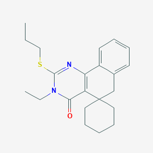 molecular formula C22H28N2OS B429901 3-ethyl-2-(propylsulfanyl)-3H-spiro[benzo[h]quinazoline-5,1'-cyclohexan]-4(6H)-one 