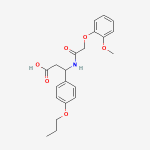 molecular formula C21H25NO6 B4299011 3-{[(2-methoxyphenoxy)acetyl]amino}-3-(4-propoxyphenyl)propanoic acid 