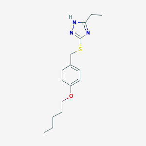 molecular formula C16H23N3OS B429902 5-ethyl-3-[(4-pentoxyphenyl)methylsulfanyl]-1H-1,2,4-triazole CAS No. 387361-49-1