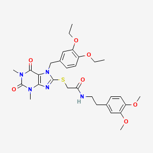 molecular formula C30H37N5O7S B4299030 2-{[7-(3,4-diethoxybenzyl)-1,3-dimethyl-2,6-dioxo-2,3,6,7-tetrahydro-1H-purin-8-yl]thio}-N-[2-(3,4-dimethoxyphenyl)ethyl]acetamide 