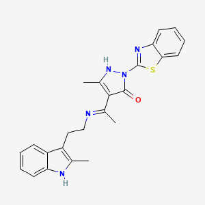 molecular formula C24H23N5OS B4299033 2-(1,3-benzothiazol-2-yl)-5-methyl-4-(1-{[2-(2-methyl-1H-indol-3-yl)ethyl]amino}ethylidene)-2,4-dihydro-3H-pyrazol-3-one 