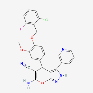 6-amino-4-{4-[(2-chloro-6-fluorobenzyl)oxy]-3-methoxyphenyl}-3-pyridin-3-yl-1,4-dihydropyrano[2,3-c]pyrazole-5-carbonitrile