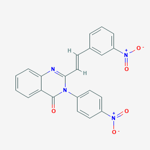 molecular formula C22H14N4O5 B429905 3-(4-nitrophenyl)-2-[(E)-2-(3-nitrophenyl)ethenyl]quinazolin-4(3H)-one 