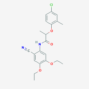 molecular formula C21H23ClN2O4 B4299056 2-(4-chloro-2-methylphenoxy)-N-(2-cyano-4,5-diethoxyphenyl)propanamide 