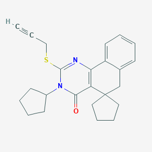 molecular formula C24H26N2OS B429920 3-cyclopentyl-2-prop-2-ynylsulfanylspiro[6H-benzo[h]quinazoline-5,1'-cyclopentane]-4-one CAS No. 330179-86-7