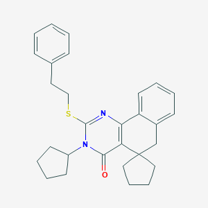 molecular formula C29H32N2OS B429922 3-cyclopentyl-2-(2-phenylethylsulfanyl)spiro[6H-benzo[h]quinazoline-5,1'-cyclopentane]-4-one CAS No. 332145-36-5