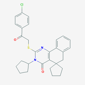 molecular formula C29H29ClN2O2S B429923 2-[2-(4-chlorophenyl)-2-oxoethyl]sulfanyl-3-cyclopentylspiro[6H-benzo[h]quinazoline-5,1'-cyclopentane]-4-one CAS No. 332145-35-4